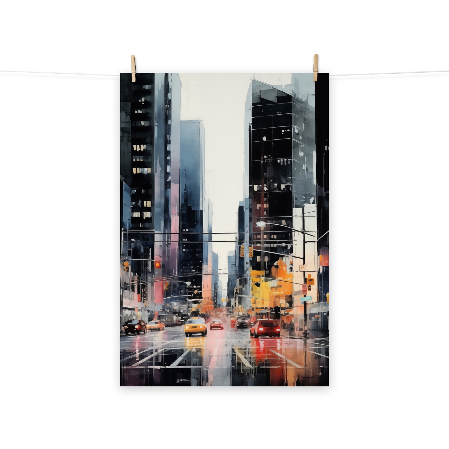 Reflective City Abstract Painting Digital Artwork Loose Art Print