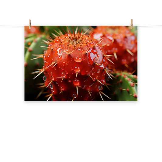 Resilient Radiance Cactus Photorealism - Digital Artwork Loose Art Print