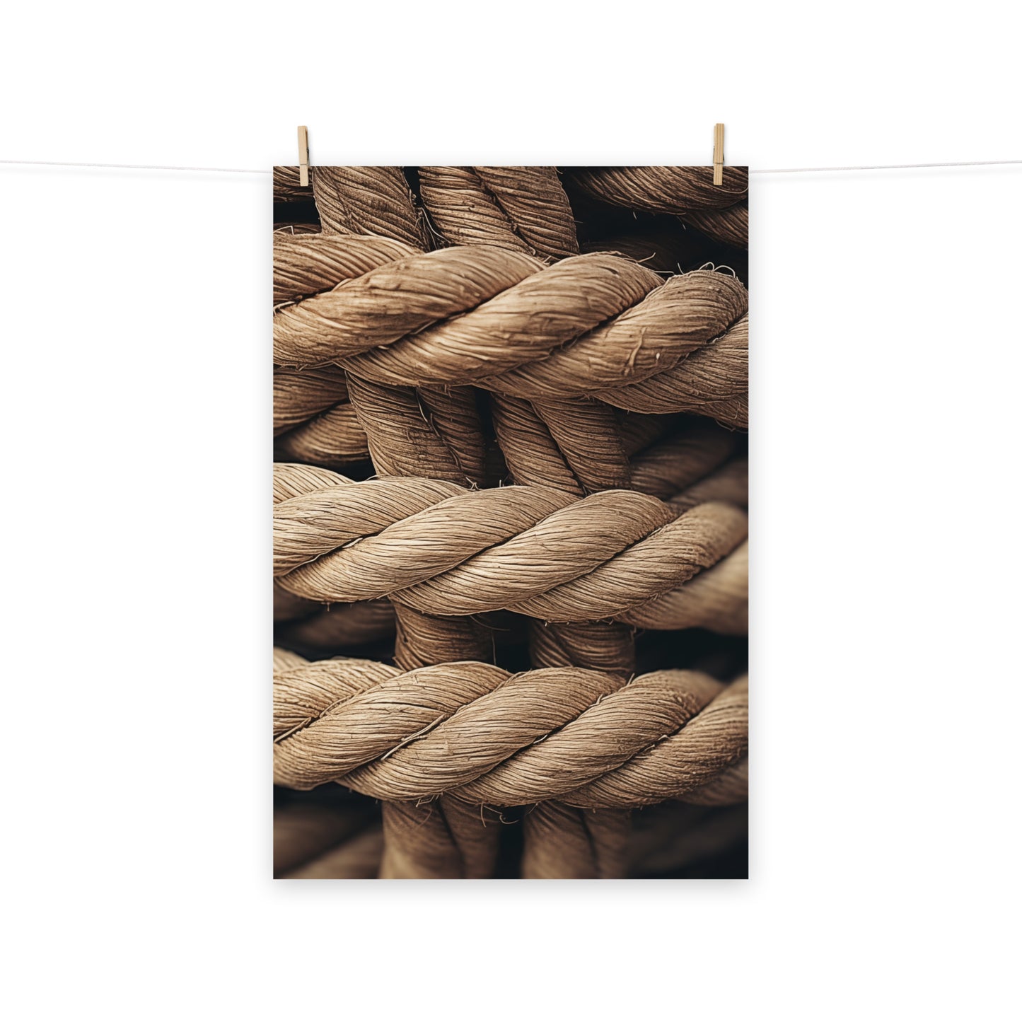 Ropes Embrace Texture Ropes Photorealism - Digital Artwork Loose Art Print