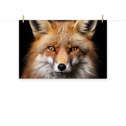 Russet Royalty Red Fox Portrait Photorealism - Digital Artwork Loose Art Print