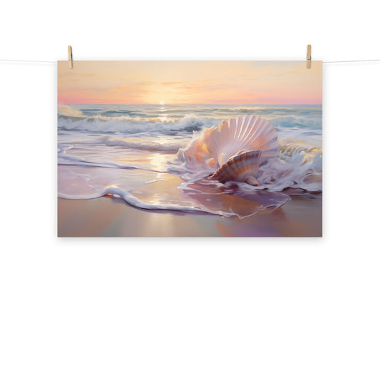 Seashell Serenade Pastel Painting - Digital Artwork Loose Art Print