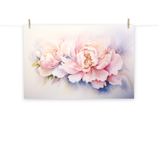 Softness in Bloom Watercolor Painting - Digital Artwork Loose Art Print