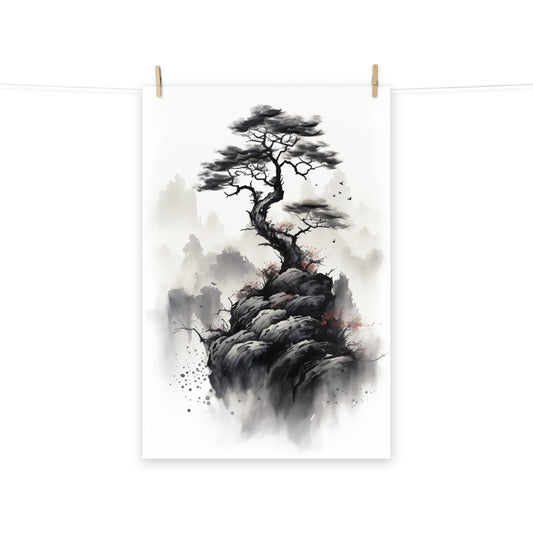 Solitude Ink Wash Painting - Digital Artwork Loose Art Print