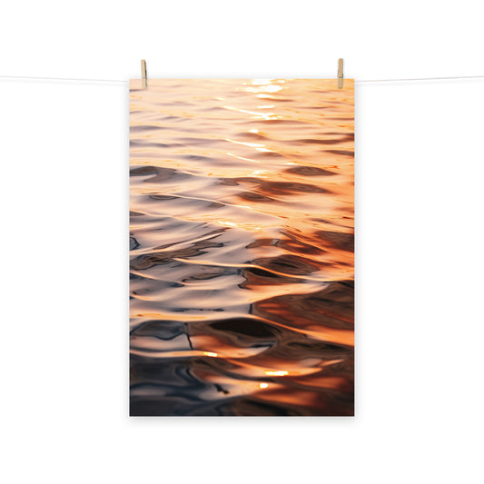 Sunset Serenade Water Reflections Realism Painting Digital Artwork Loose Art Print