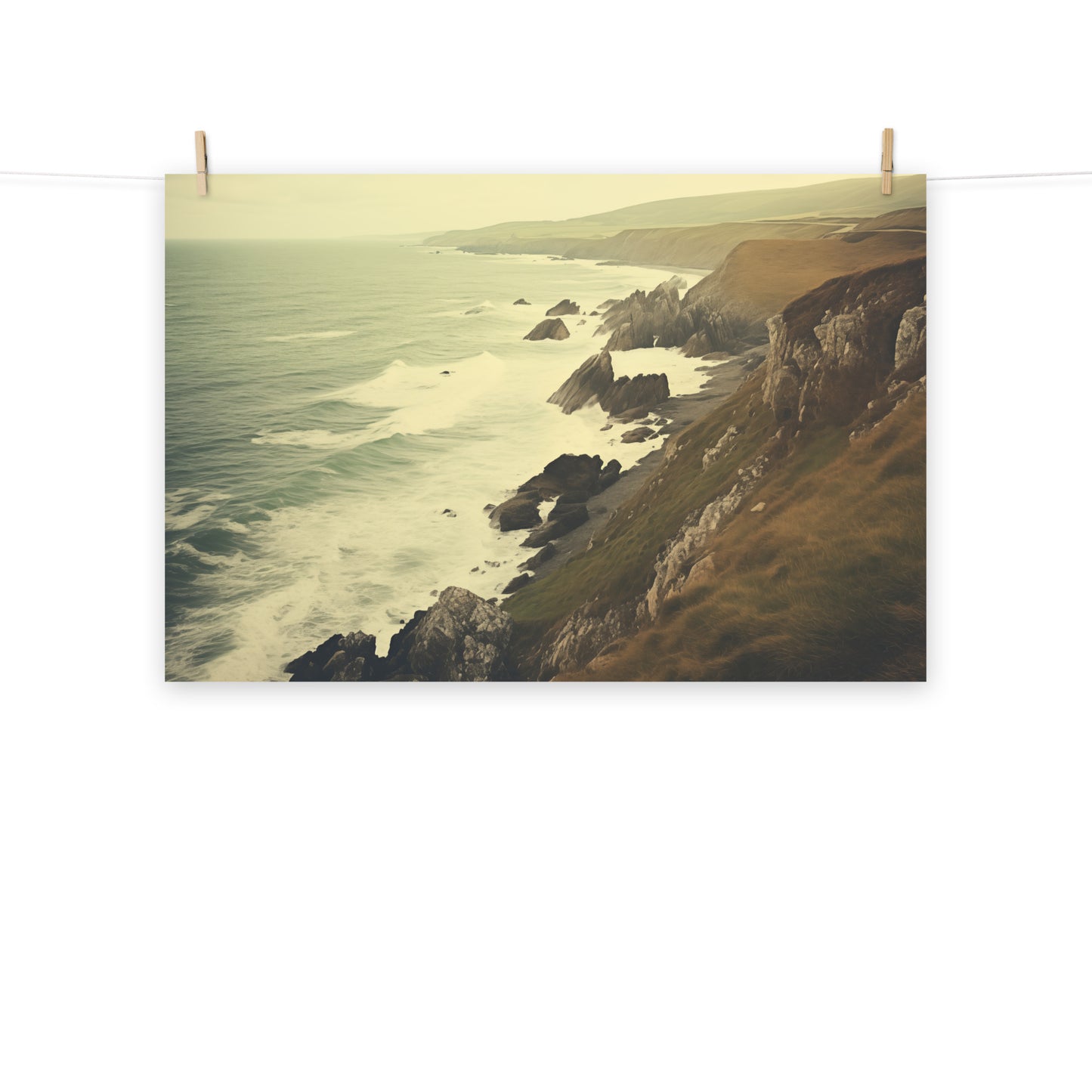 The Allure of Time Subdued Retro Coastal Photorealism - Digital Artwork Loose Art Print