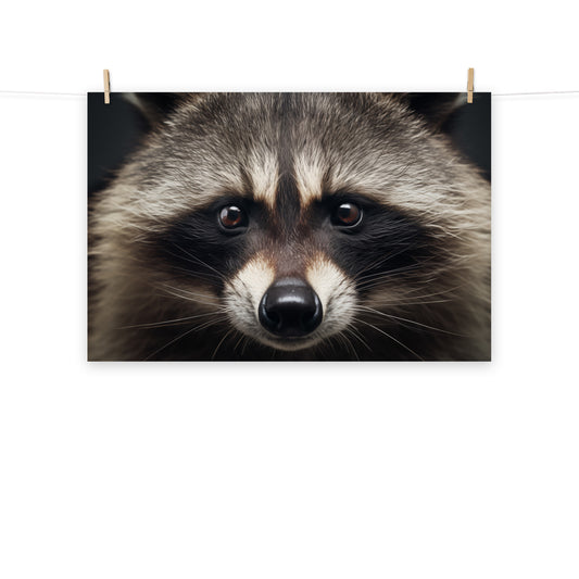 The Curious Raccoon Portrait Photorealism - Digital Artwork Loose Art Print