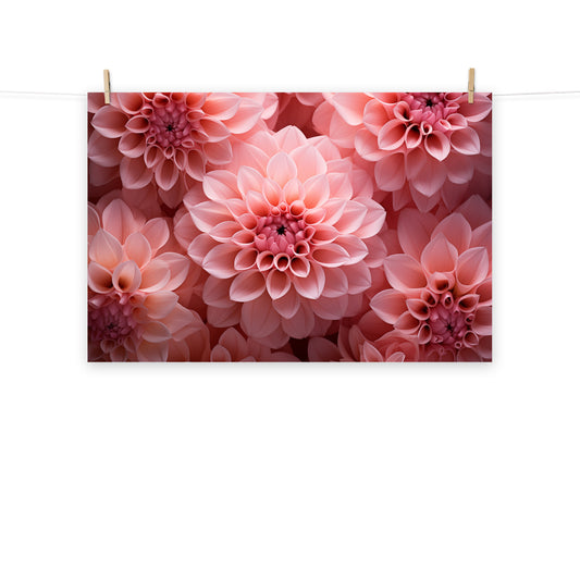 Dahlia's Embrace Blush Flowers Photorealism - Digital Artwork Loose Art Print