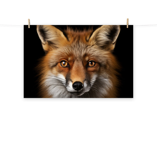 The Enchanting Eyes of the Forest Red Fox Portrait Photorealism - Digital Artwork Loose Art Print