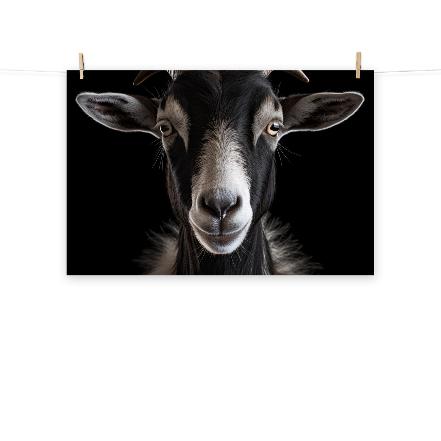 The Gaze Goat Portrait Photorealism - Digital Artwork Loose Art Print