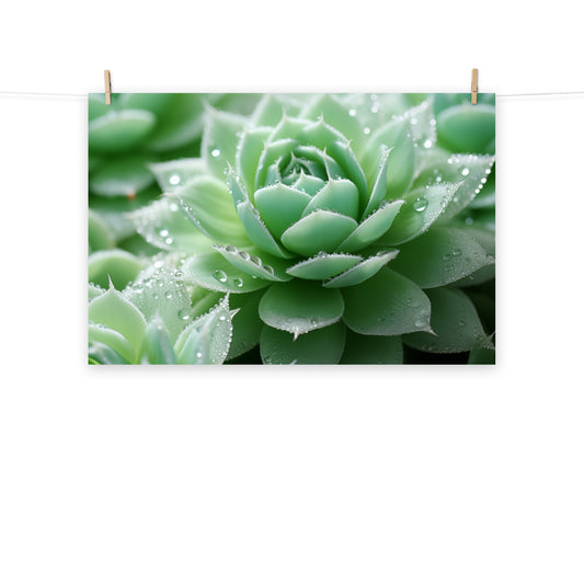 The Heart of Green Succulent Photorealism - Digital Artwork Loose Art Print