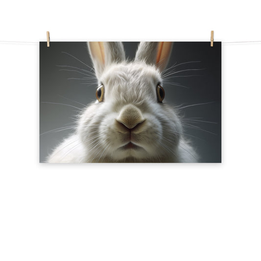 The Inquisitive Hare Rabbit Portrait Photorealism - Digital Artwork Loose Art Print