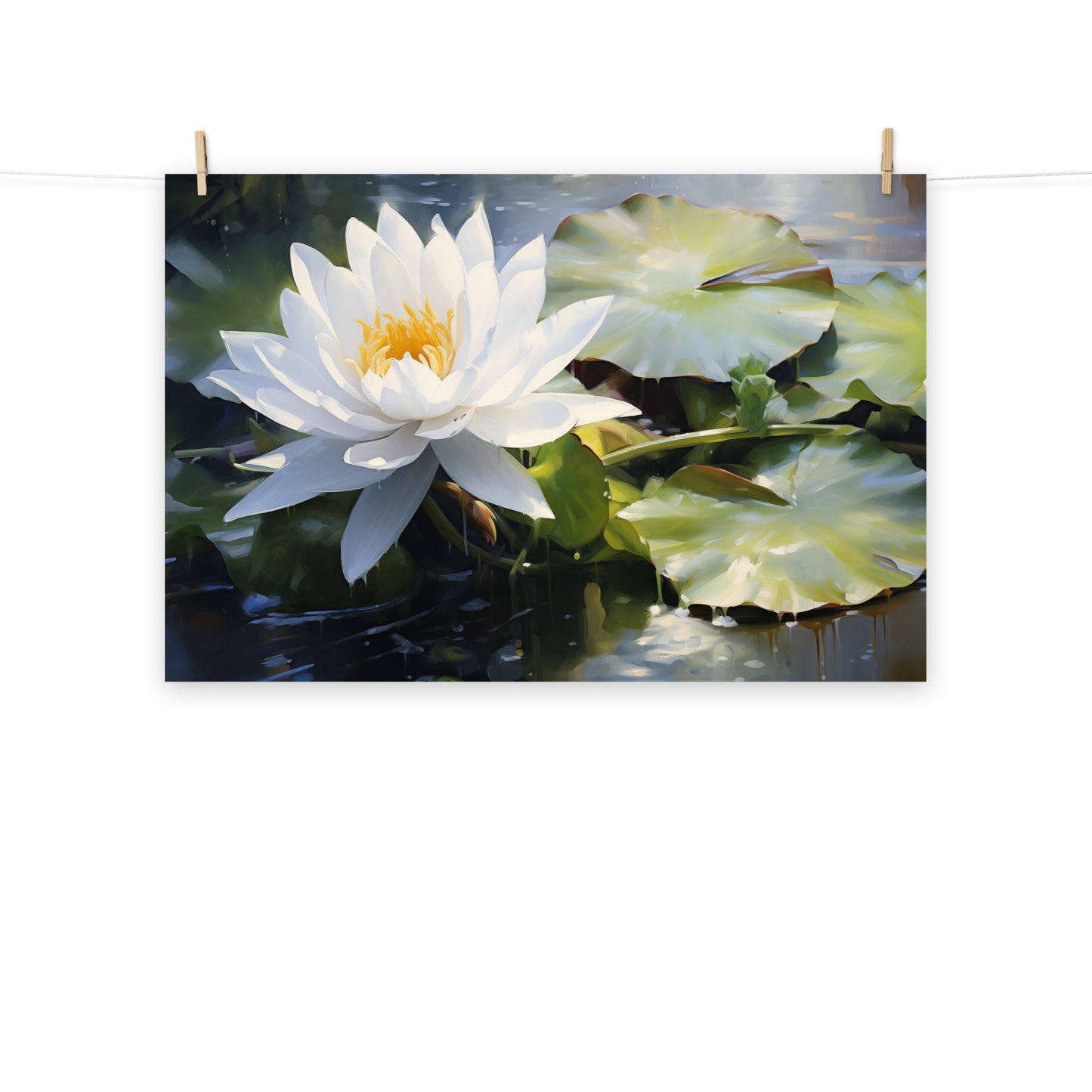 The Lotus's Light Oil Painting - Digital Artwork Loose Art Print