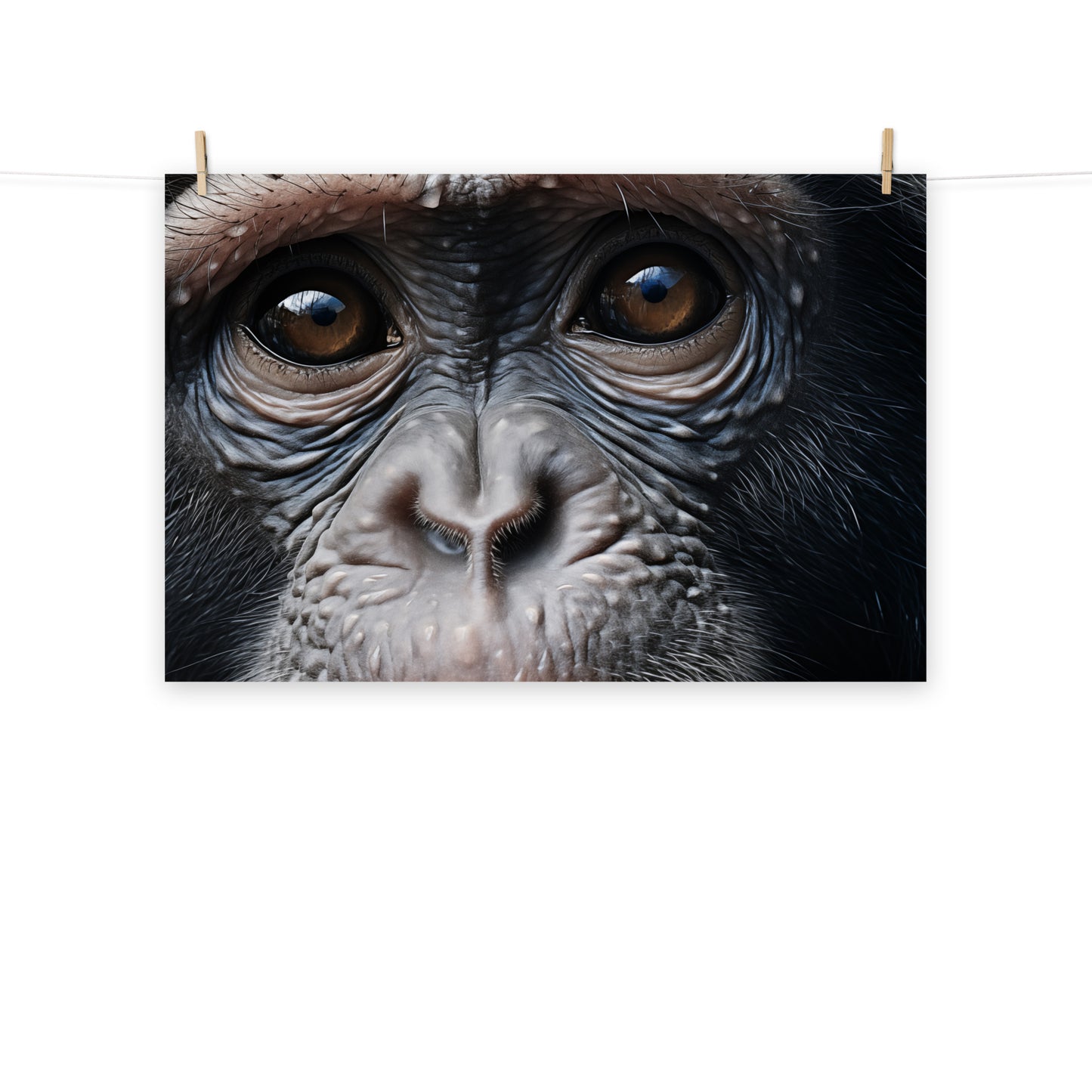 The Chimpanzee Who Stole My Heart Close-up Photorealism - Digital Artwork Loose Art Print