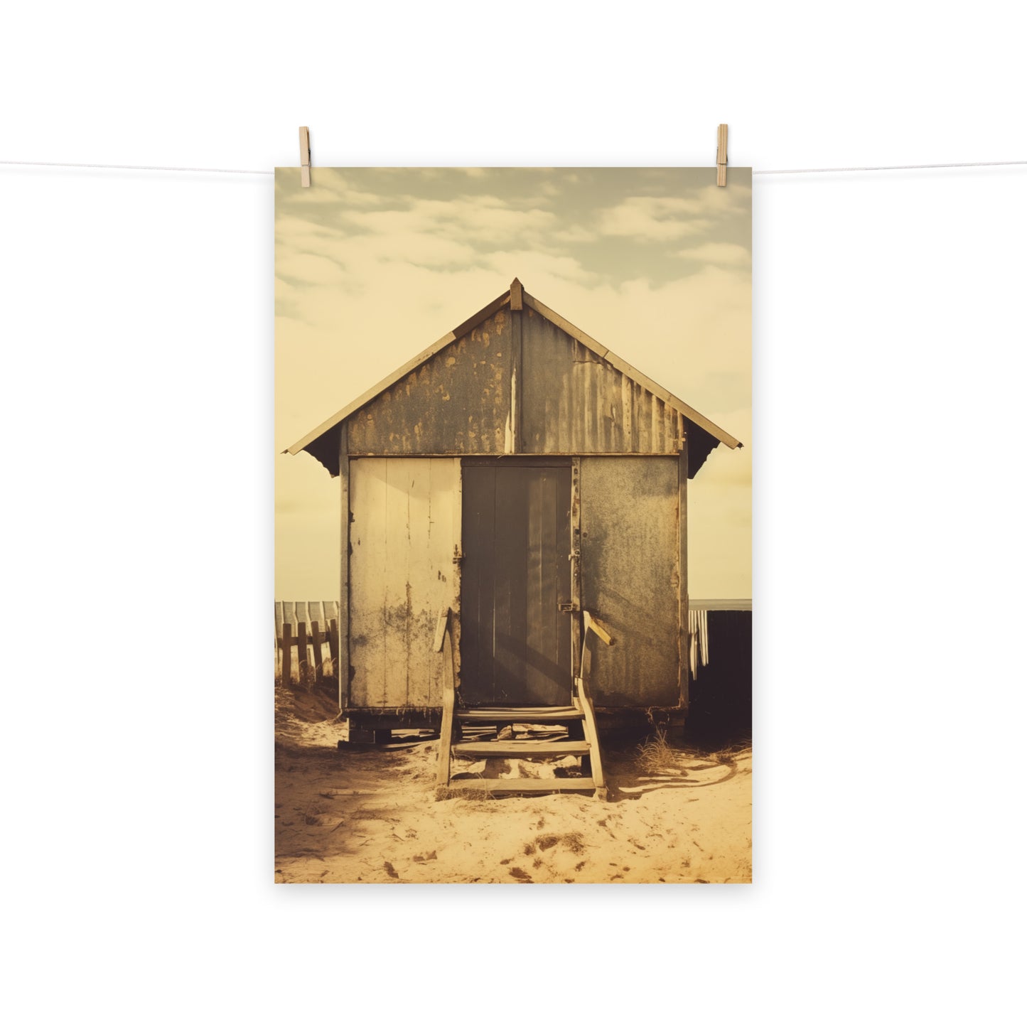 The Old Beach House Subdued Retro Photorealism - Digital Artwork Loose Art Print