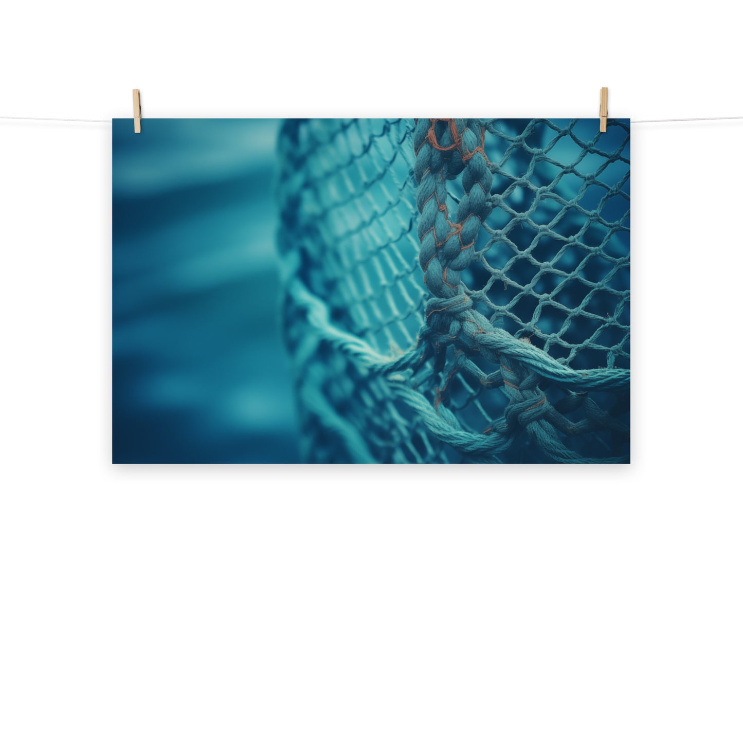 Threads of the Sea Fishing Net Abstract Photorealism - Digital Artwork Loose Art Print