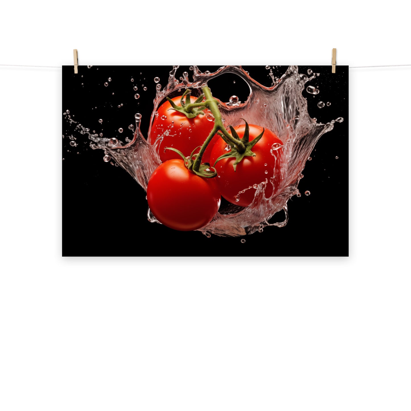 Tomato Splash - Tomatoes in Water Photorealism - Digital Artwork Loose Art Print