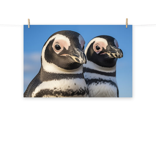 Together Forever Penguins Photorealism - Digital Artwork Loose Art Print