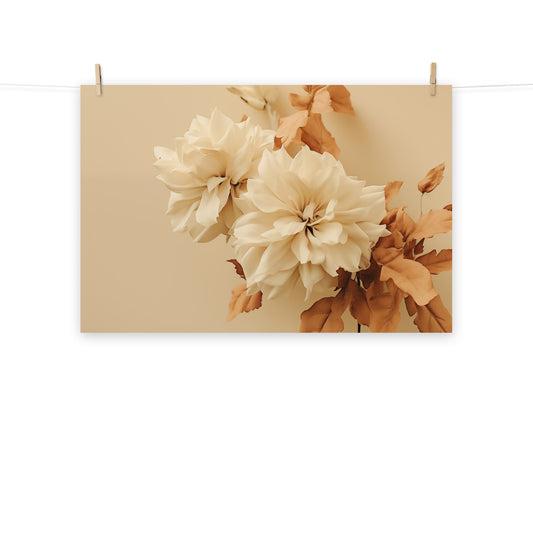 Tranquil Spring Cream Flowers Minimal Photorealism - Digital Artwork Loose Art Print