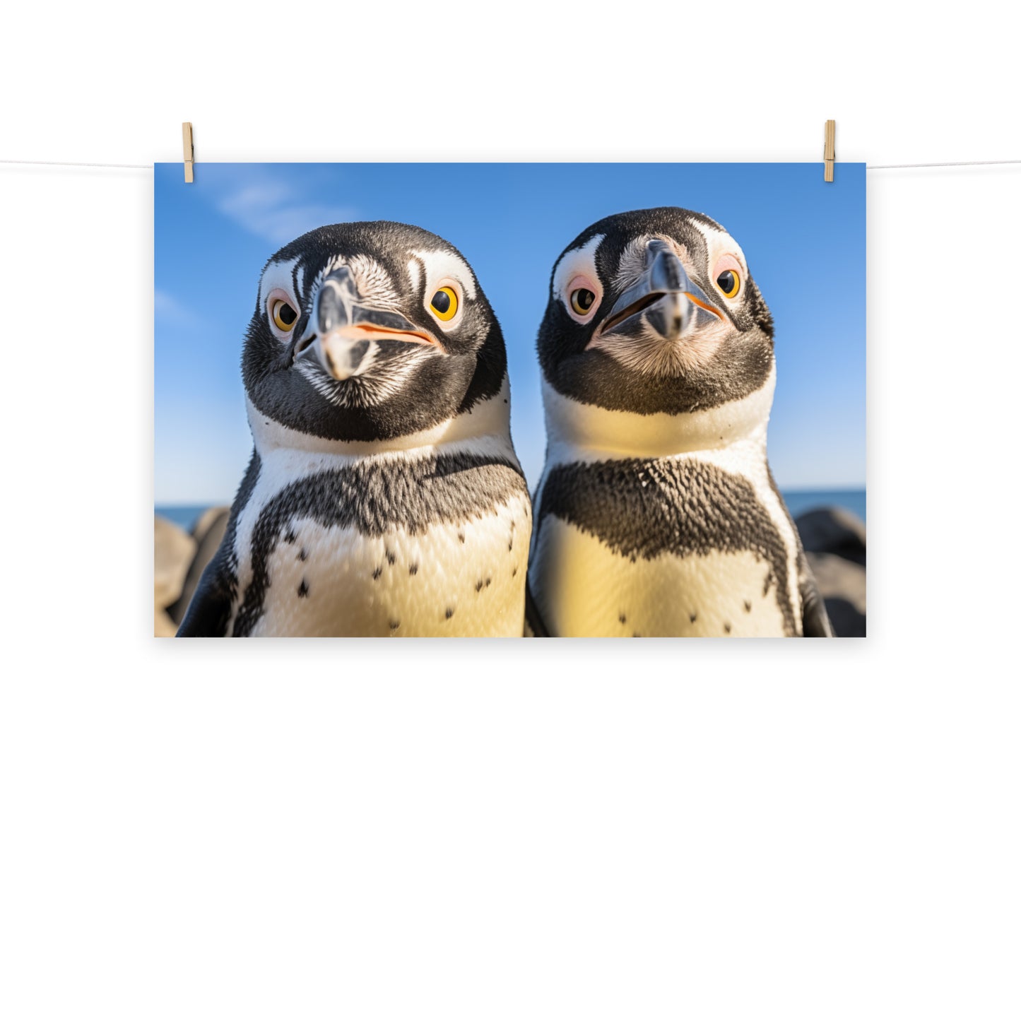 Twin Beaks Penguins Photorealism - Digital Artwork Loose Art Print