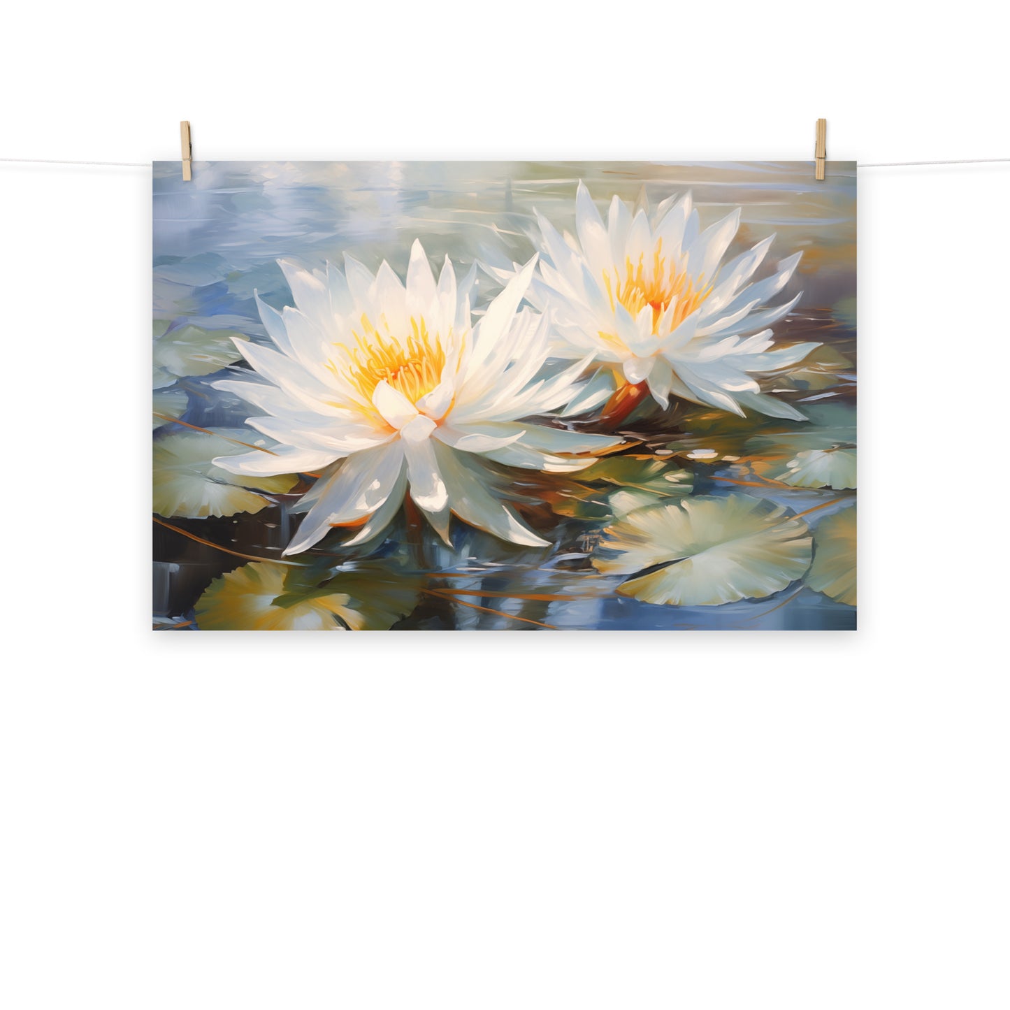 Twin Tranquility Oil Painting - Digital Artwork Loose Art Print