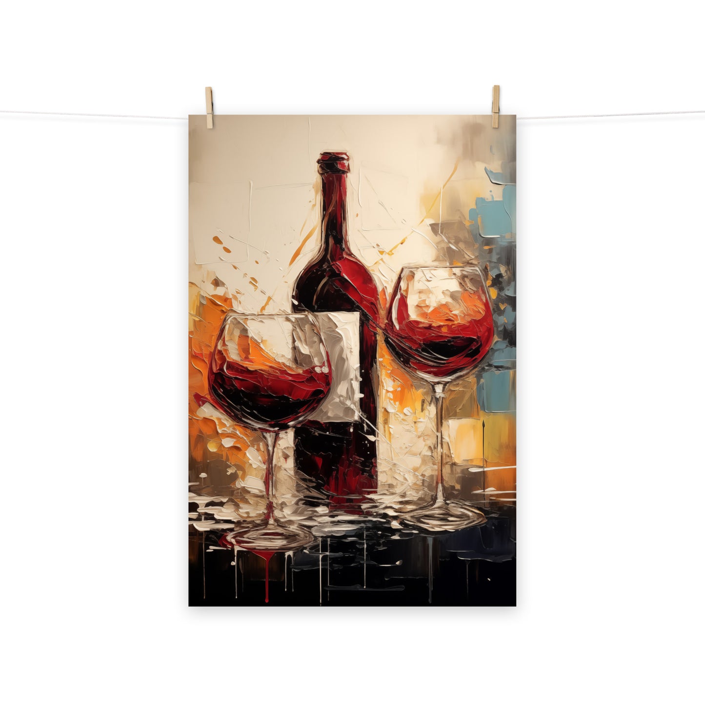 Uncorked Happiness Abstract Painting Digital Artwork Loose Art Print