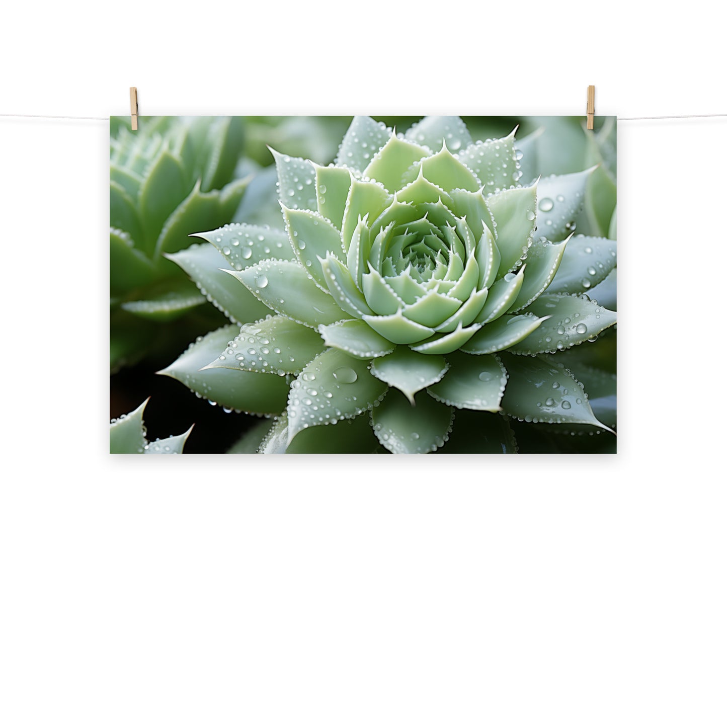 Verdant Embrace Succulent Photorealism - Digital Artwork Loose Art Print