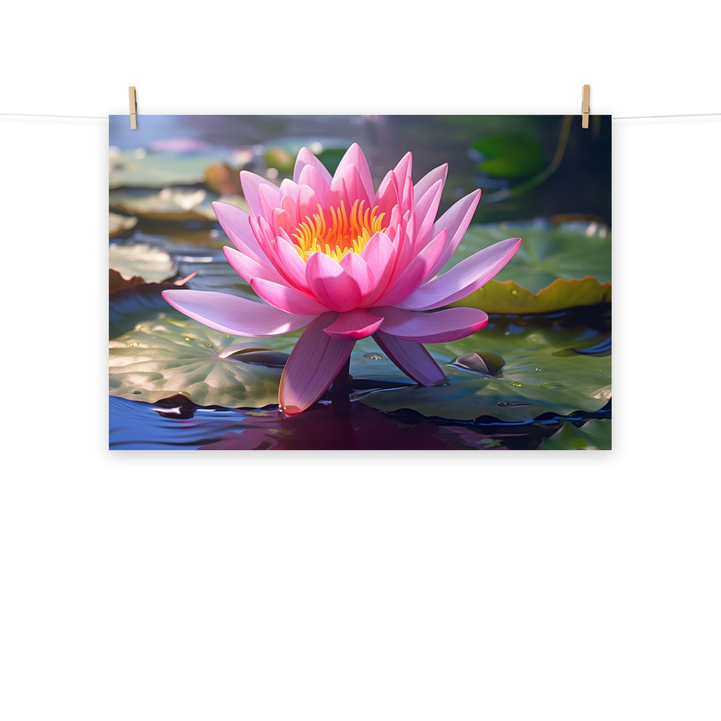 Water Lily Waltz Oil Painting - Digital Artwork Loose Art Print