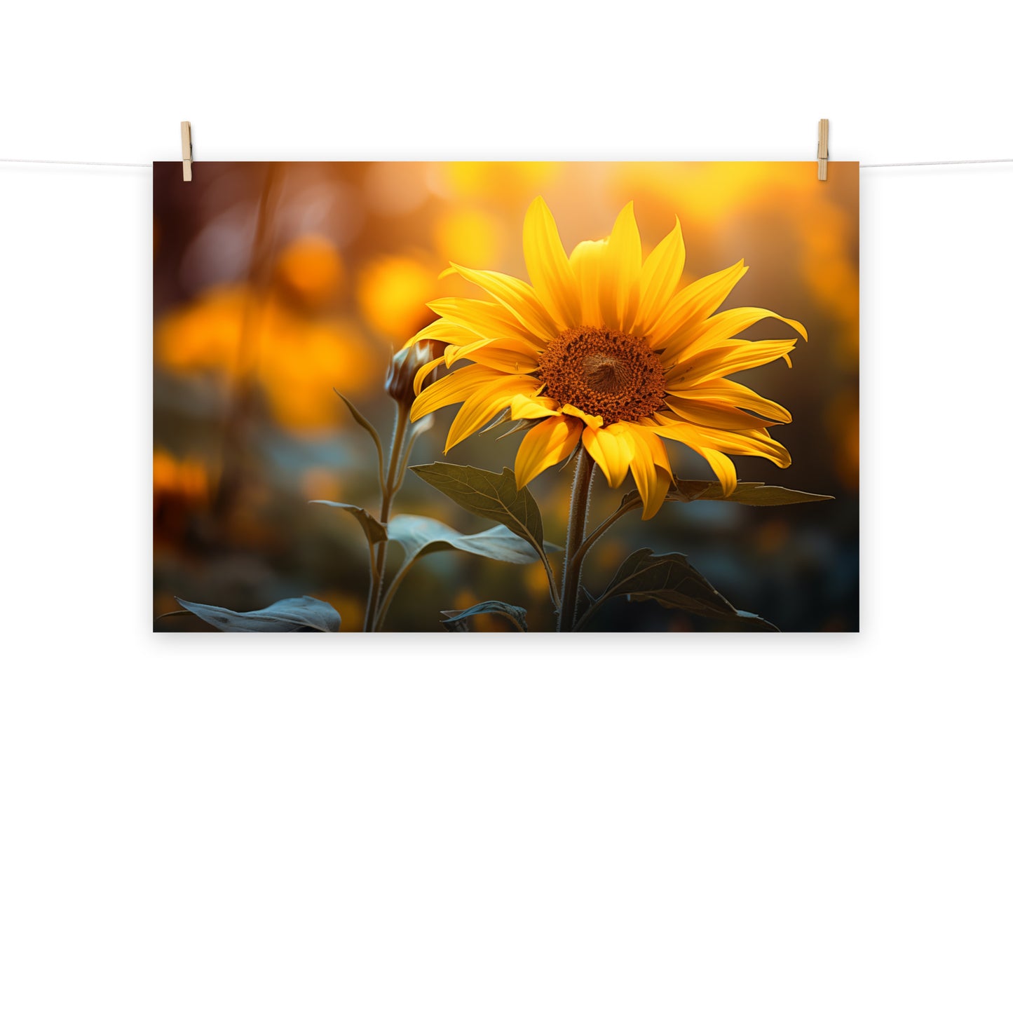 Where the Sunflowers Meet the Sun Photorealism - Digital Artwork Loose Art Print