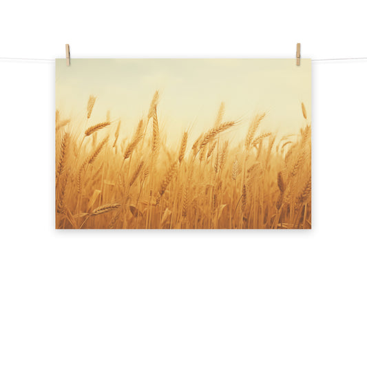 Whispering Wheat Minimal Botanical  Rustic Subdued Wheat Crops Photorealism - Digital Artwork Loose Art Print