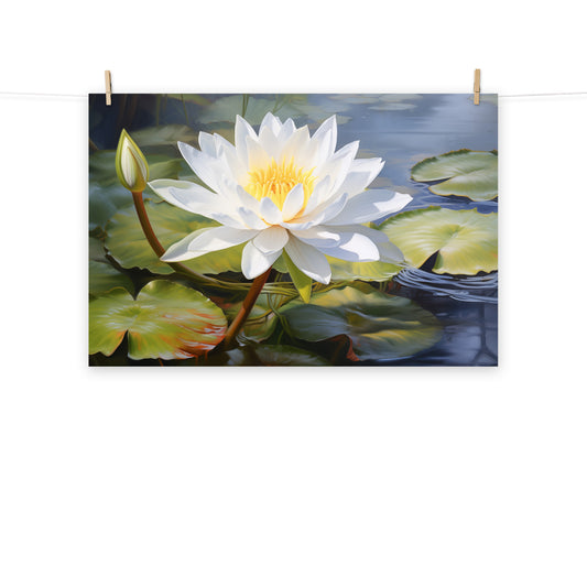 Whispers of the Water Lily Oil Painting - Digital Artwork Loose Art Print