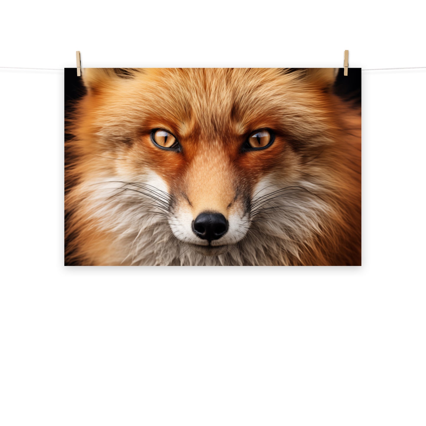 Wildfire Eyes Red Fox Portrait Photorealism - Digital Artwork Loose Art Print