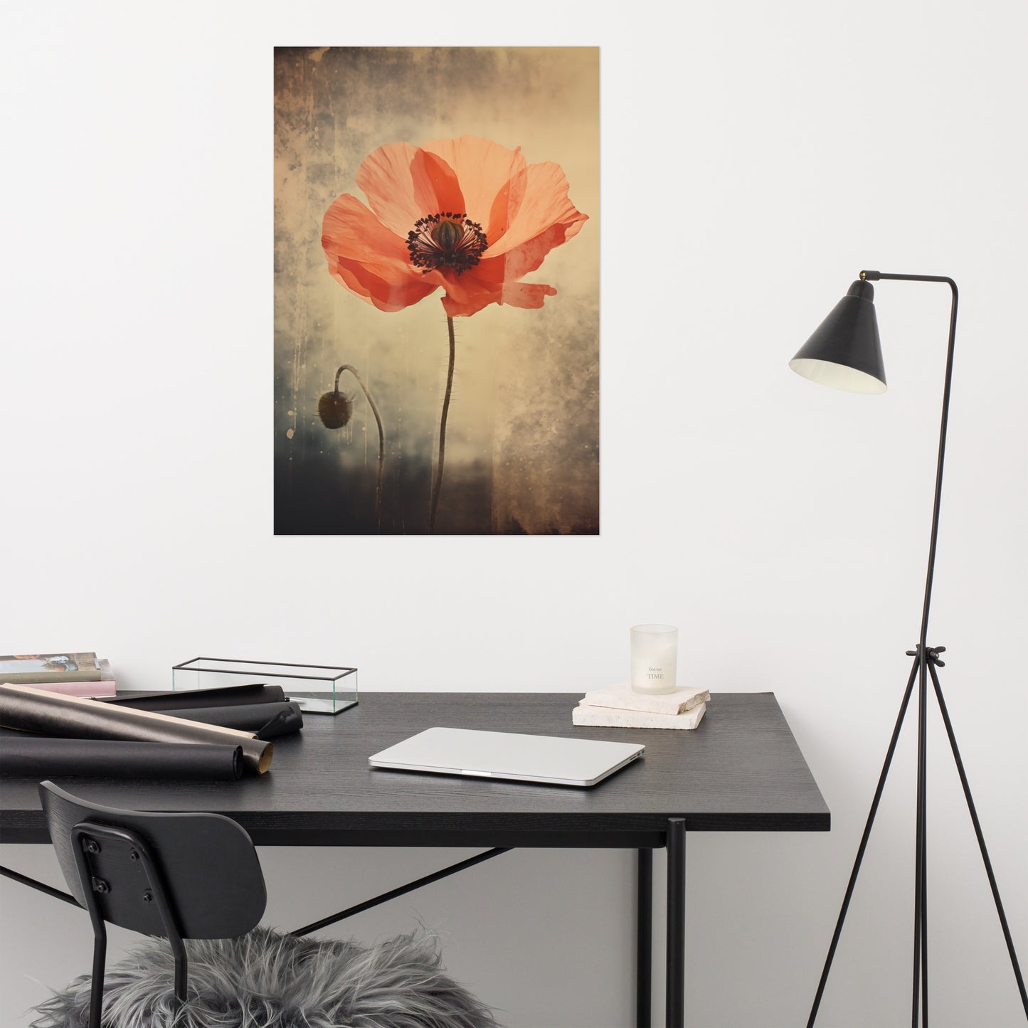 Whispers of Time Poppy Retro Subdued Photorealism - Digital Artwork Loose Art Print