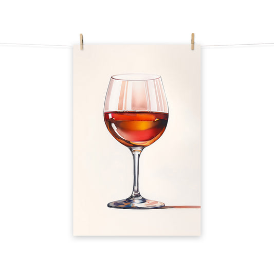 Wine Glass Minimal Watercolor Painting - Digital Artwork - Unframed Print