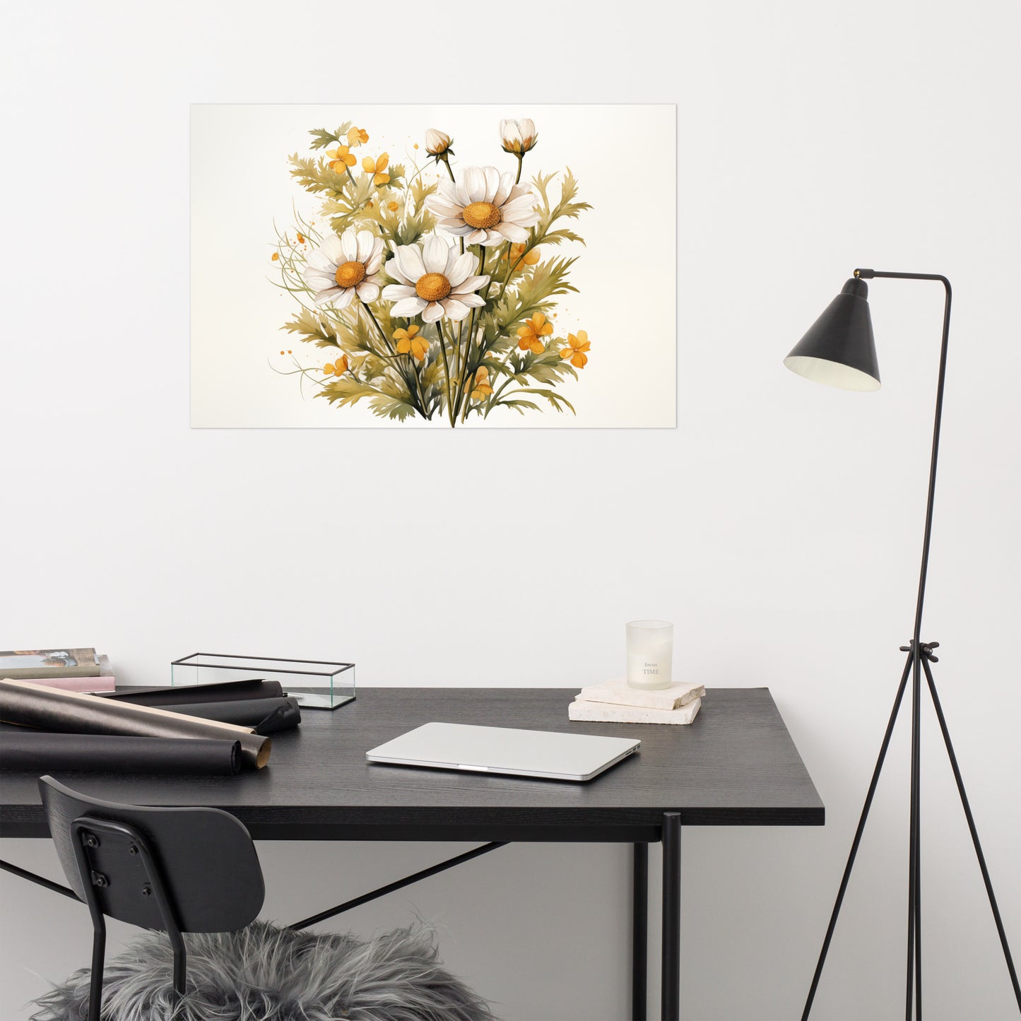 Wildflower Harmony Daisies Watercolor Painting Digital Loose Art Print