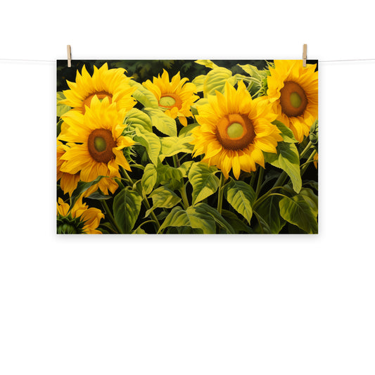 Sunflower Serenade Illustration - Digital Artwork Loose Art Print