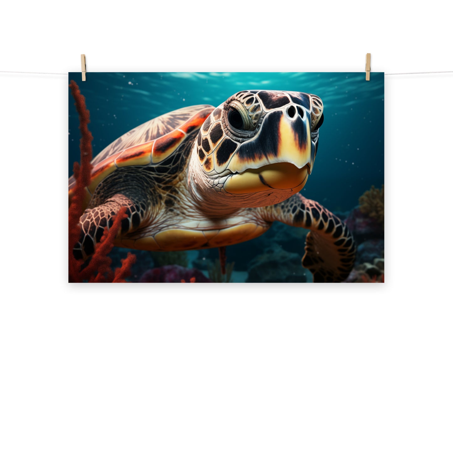 The Turtle's Tale Sea Turtle Coastal Illustration - Digital Artwork Loose Art Print