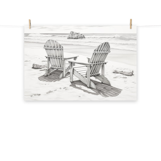 Waiting for the Tide Pencil Sketch - Digital Artwork Loose Art Print