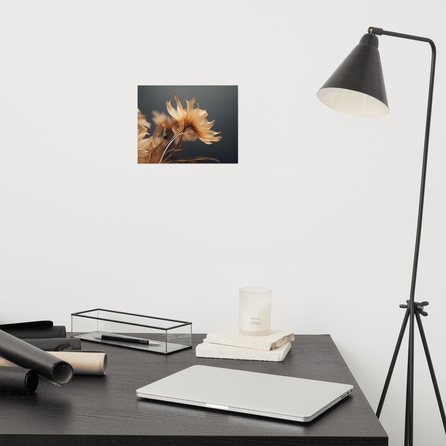 Gold Floral Wall Art: A Golden Moment Floral Photorealism - Digital Artwork Loose Art Print