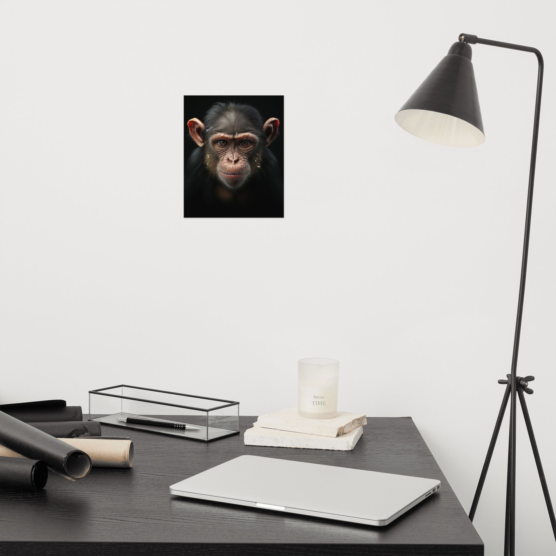 art rainforest: "A Monkey's Portrait" - Photorealism - Digital Artwork Loose Art Print