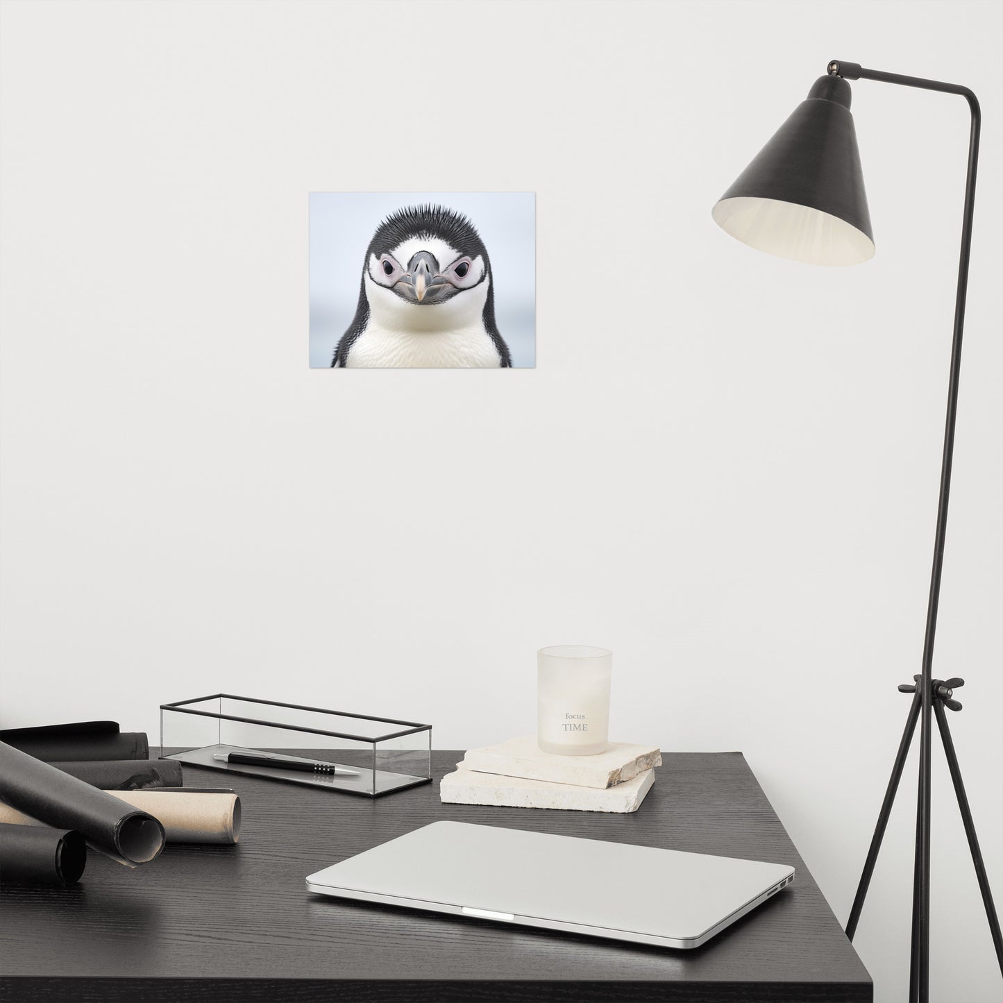 Cute Penguin Art: Chinstrap Penguin Chick Portrait Photorealism - Digital Artwork Loose Art Print