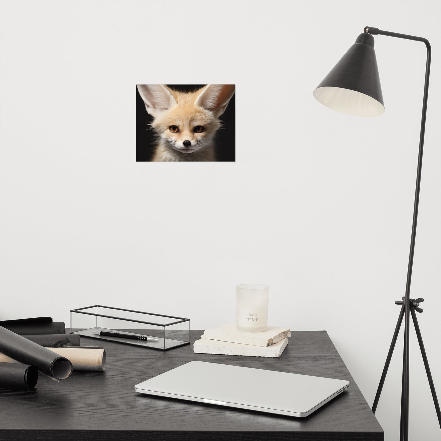 Fox Art: Close-up of a Desert Fox Fennec Fox Photorealism - Digital Artwork Loose Art Print