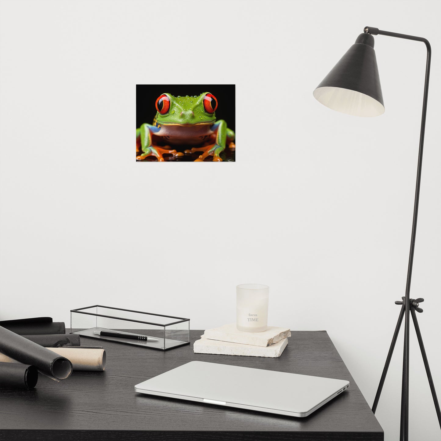 Crimson Gaze Red Eyed Tree Frog Close-up Photorealism - Digital Artwork Loose Art Print