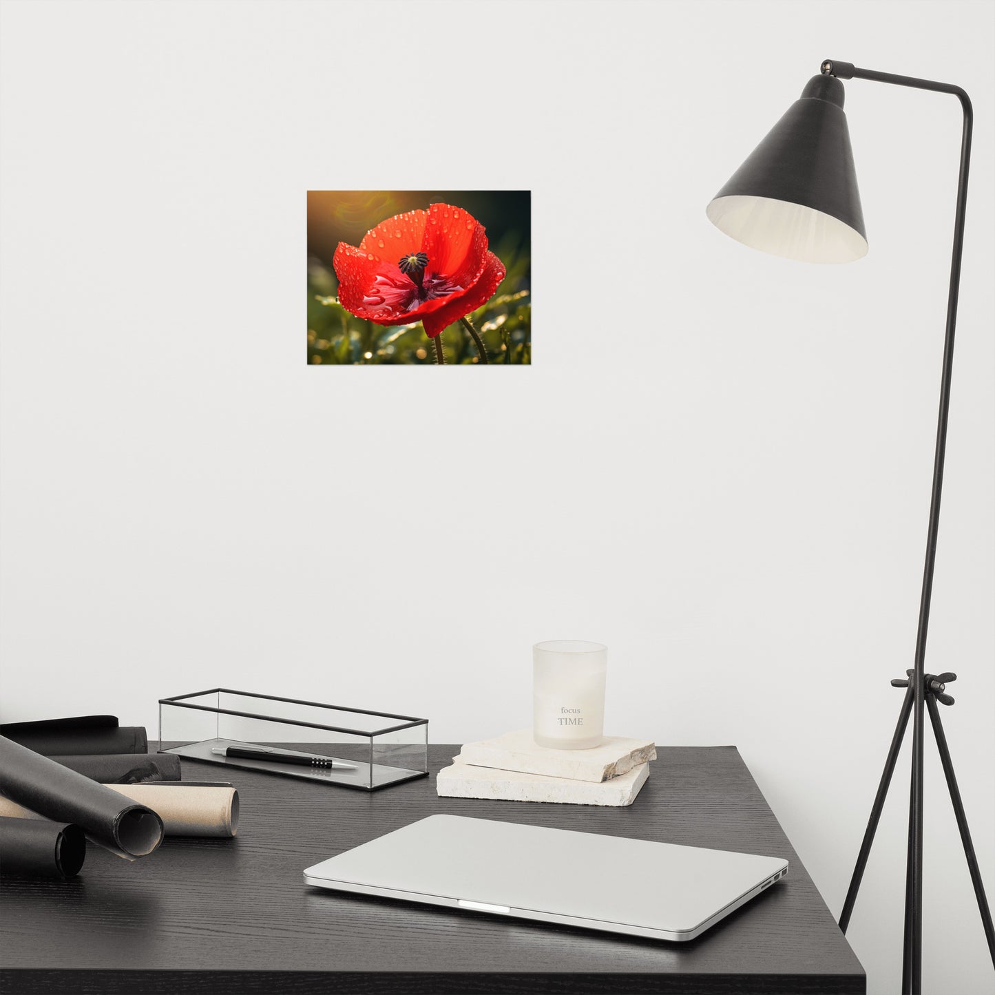 Flower Prints Unframed: Crimson Tears Photorealism - Digital Artwork Loose Art Print