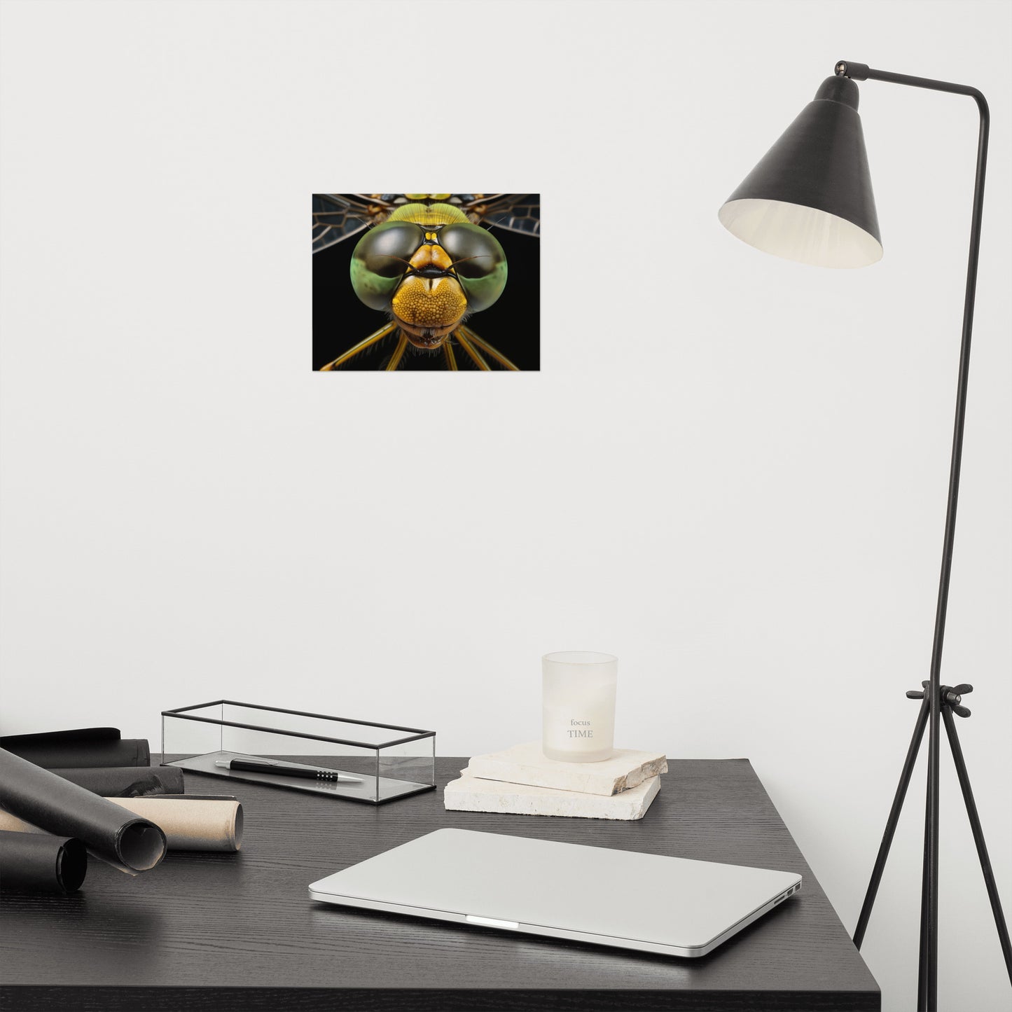 Wildlife Art: Dragonfly Close-Up Portrait Photorealism - Digital Artwork Loose Art Print