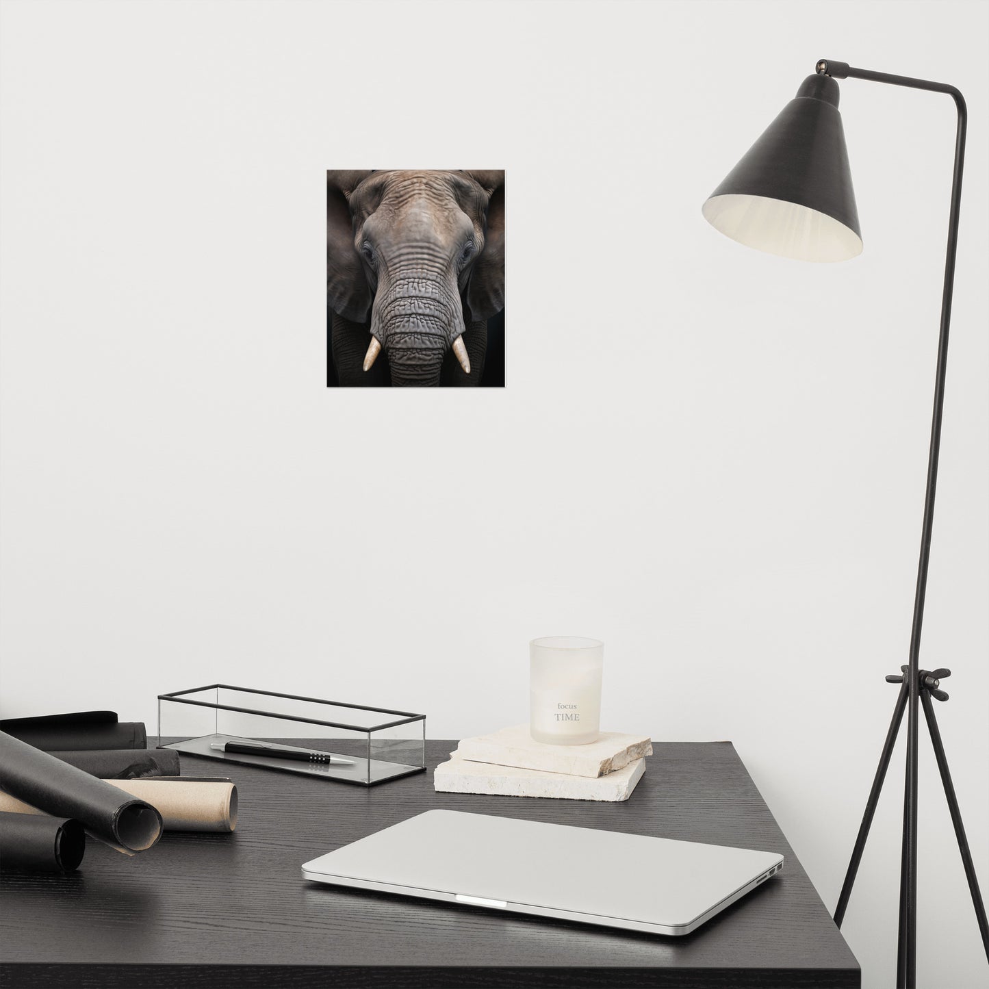 Wall Art Wildlife: Elephant Photorealism - Digital Artwork Loose Art Print