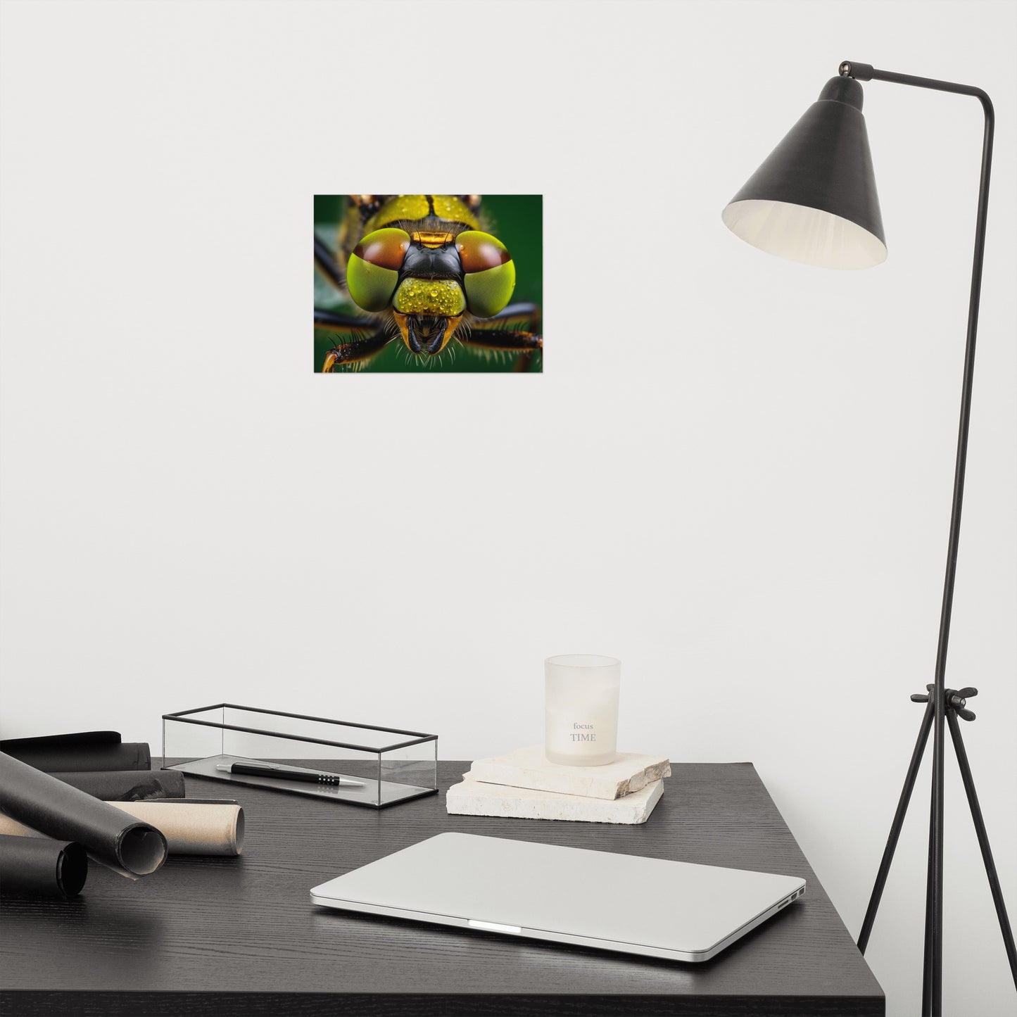 Dragonfly Poster Art: Emerald Vision Photorealism - Digital Artwork Loose Art Print