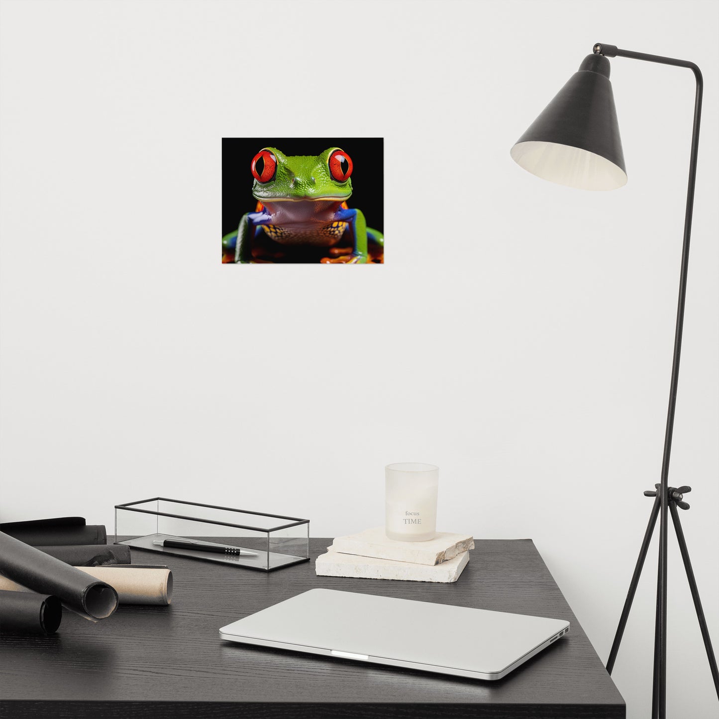 Colorful Frog Art: Eyes of the Jungle Close-up Photorealism - Digital Artwork Loose Print