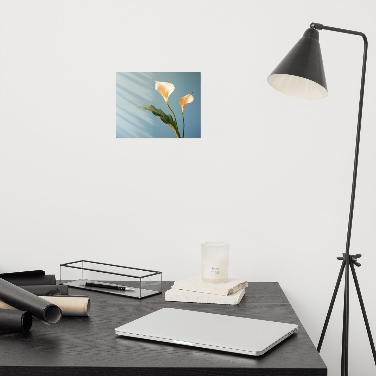 Floral Serenity Calla Lily Minimal Photorealism - Digital Artwork Loose Art Print