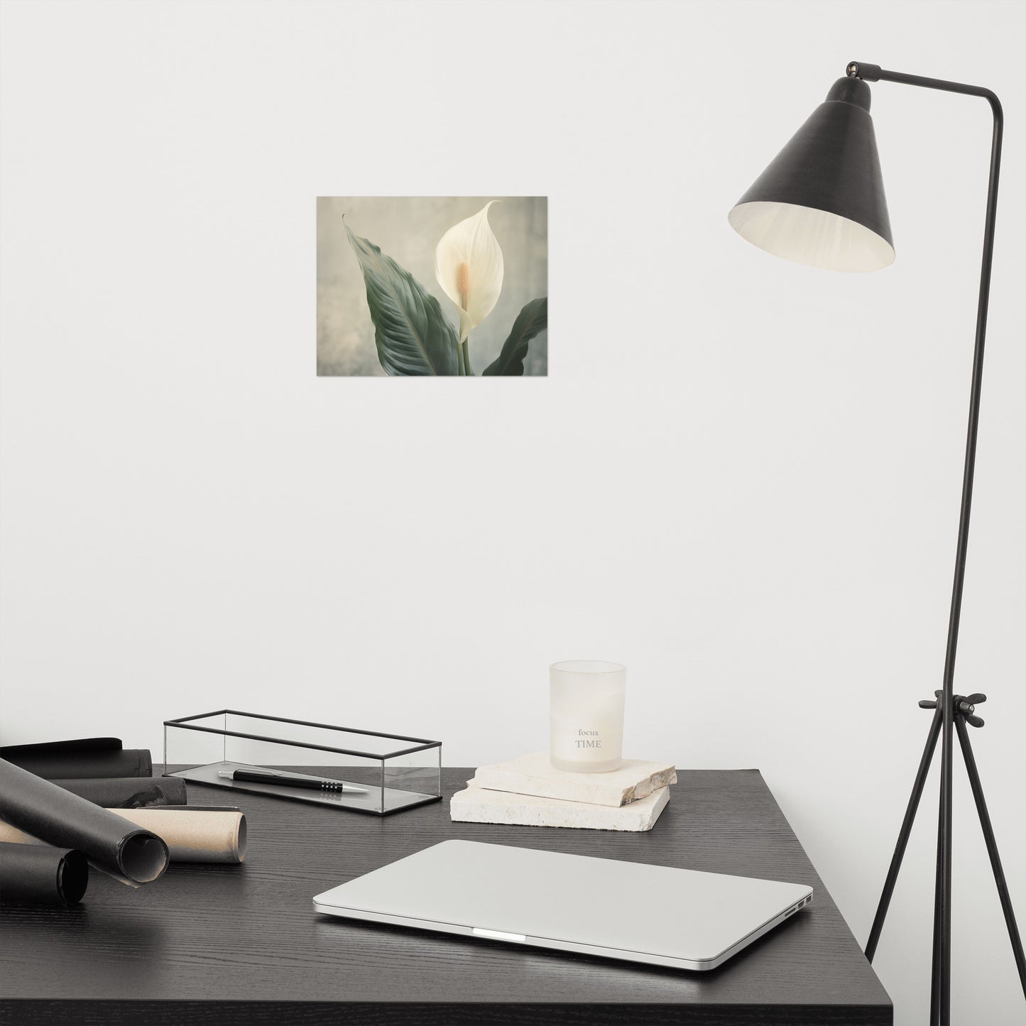 Floral Tranquility Peace Lily Retro Subdued Photorealism - Digital Artwork Loose Art Print