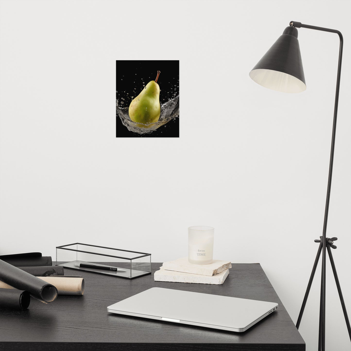 Fruity Fusion Pear in Water Photorealism - Digital Artwork Loose Art Print